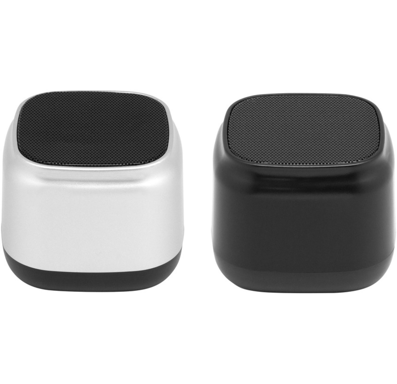 Bocina Bluetooth Surround en color plata y negro que cuenta con  tecnología Bluetooth 5.0